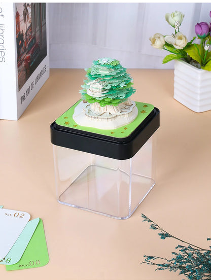 Omoshiroi Block 3D Notepad 3D Calendar 2024 Sakura Tree House 284Sheets Memo Pad Sticky Notes Paper Cute Notepads Christmas Gift