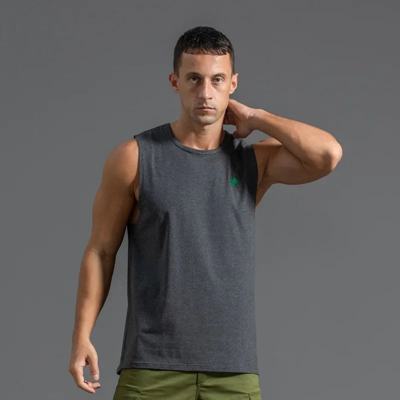 Plus Size Men's Sport Fitness Vest Cotton Trendy Sleeveless T-Shirt Shoulder Vest Casual Top Clearance Special Price