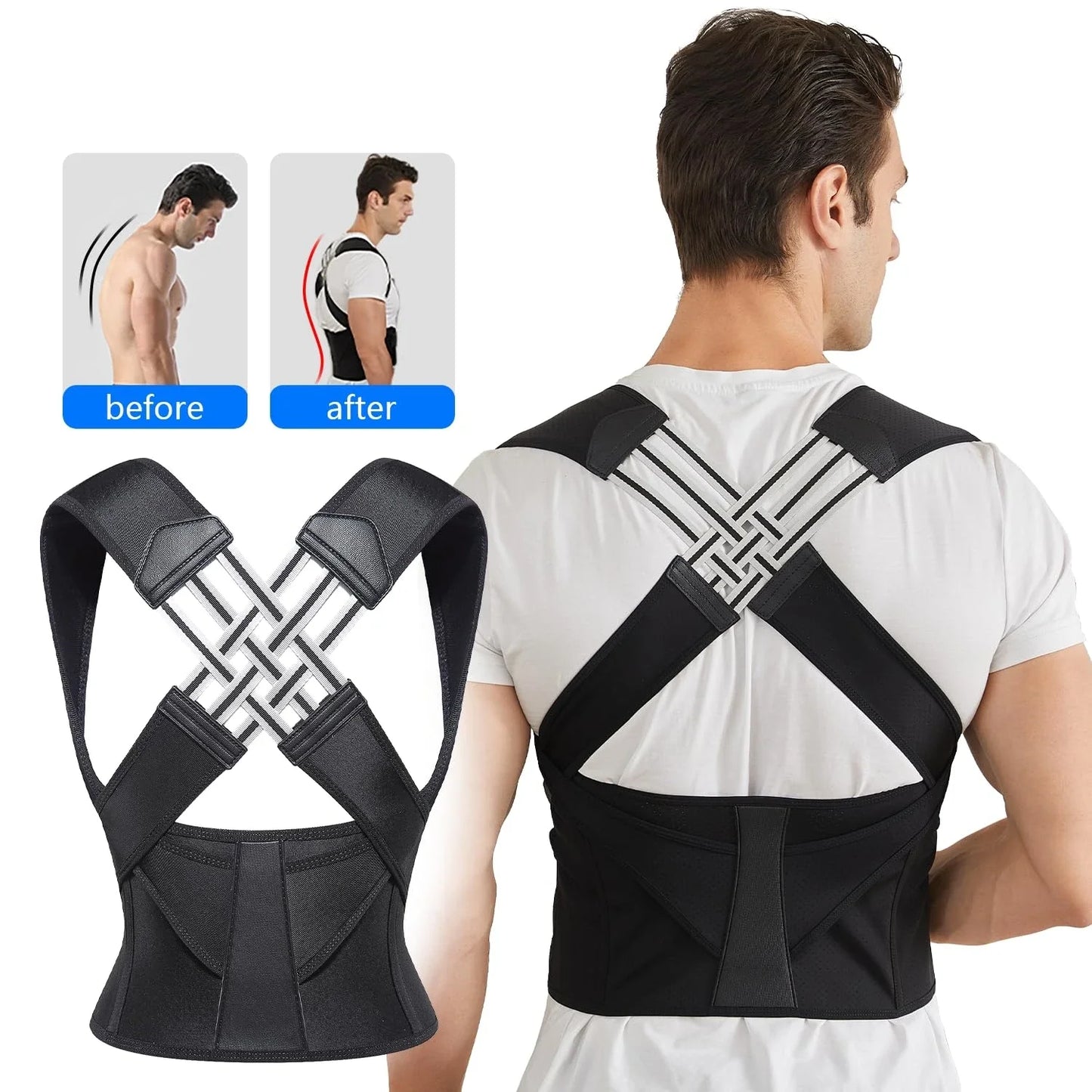 Faja correctora de postura para la espalda, correa de soporte ajustable para la espalda para prevenir la distorsión de la columna vertebral y la joroba, adecuada para hombres y mujeres