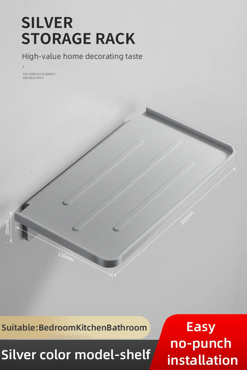 ABS Bathroom Shelf Storage Rack Black Shelves Wall Holder Shower Basket Phone Storage Bathroom Organization WB8011