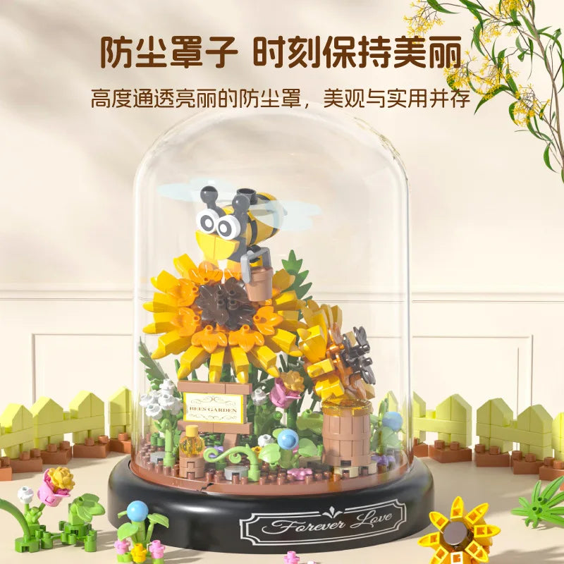 Adults Bouquet Flowers Micro Building Blocks Construction Set for Children Girl 9 to 12 Years Old Animal Insert Mini Bricks Toys