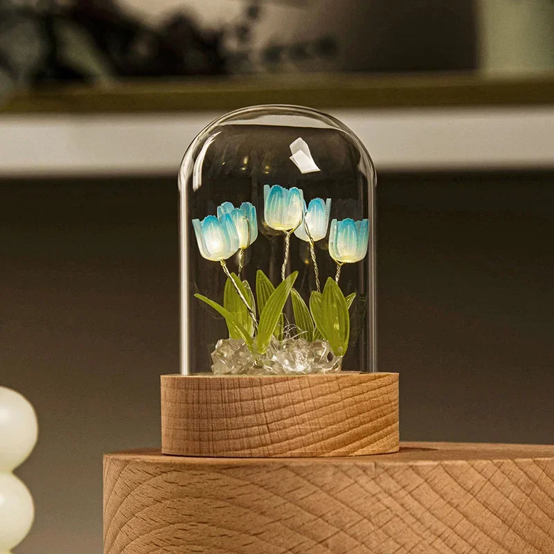 Tulip Night Light Tulip Flower Table Lamp DIY Simulation Tulip LED Night Light Handmade Bedside Light Christmas New Year Gift