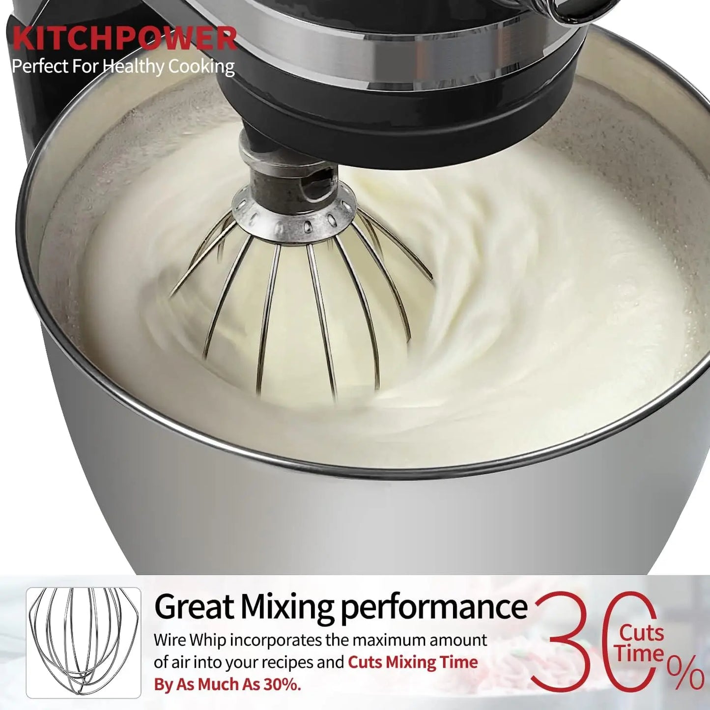 5Q 6Q Wire Whip Attachment for Tilt-Head Stand Mixer for KitchenAid Stainless Steel Egg Cream Stirrer, Flour Cake Balloon Whisk