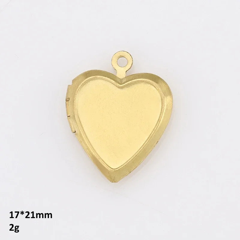 BoYuTe (50 Pieces/Lot) Heart Shaped Raw Brass Locket Pendant Materials Diy Photo Lockets Jewelry Accessories