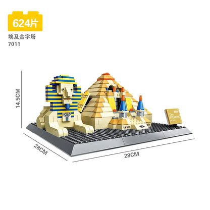 Wange Blocks World  Architecture Building Bricks Trevi Fountain Model Pyramid Educational Toys for Children Gifts 4210-4224
