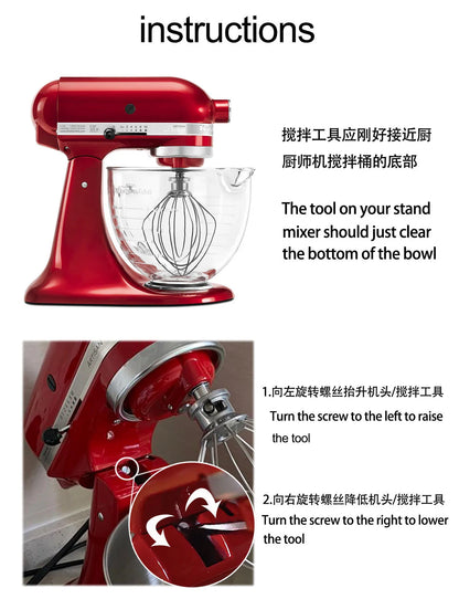 5Q 6Q Wire Whip Attachment for Tilt-Head Stand Mixer for KitchenAid Stainless Steel Egg Cream Stirrer, Flour Cake Balloon Whisk