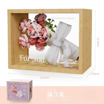 Blocs de construction Wekki Bouquet de fleurs éternelles Cadre photo Puzzle à monter soi-même Jouet créatif Cadeau d'anniversaire Collection Ornement