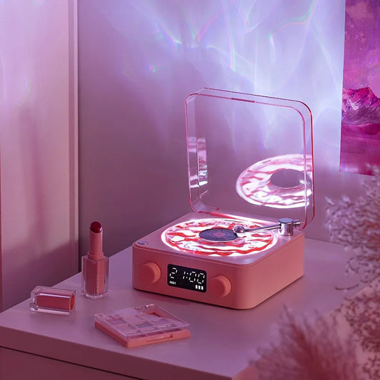 2024 Nouveau haut-parleur de platine vinyle rétro avec bruit blanc sans fil Bluetooth lecteur de disque vinyle son stéréo effet de lampe de projection RVB