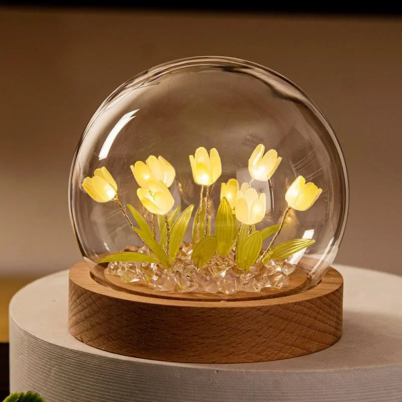 Tulip Night Light Tulip Flower Table Lamp DIY Simulation Tulip LED Night Light Handmade Bedside Light Christmas New Year Gift