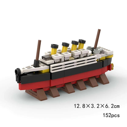 RMS Cruise Sank Titanic Break In Half With Case Model Sets Ship Building Blocks MOC Shipwreck Boat Construction Kid Toys Gifts