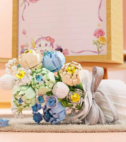Blocs de construction Wekki Bouquet de fleurs éternelles Cadre photo Puzzle à monter soi-même Jouet créatif Cadeau d'anniversaire Collection Ornement