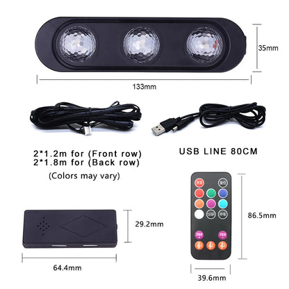 Niscarda 4pcs Car LED Starry Foot Light USB Atmosphere Ambient DJ Mixed Colorful  Music Rhythm Sound Voice Control Laser Lamp