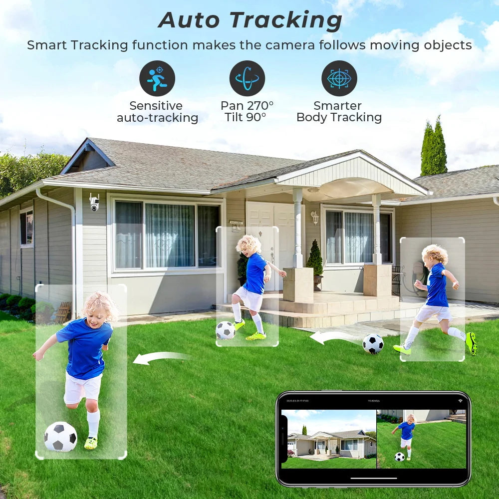 Cámara BESDER 4K 8MP Wifi PTZ para exteriores con pantallas duales, detección humana, lentes duales, protección de seguridad de 4MP, cámara IP, audio, aplicación iCSee
