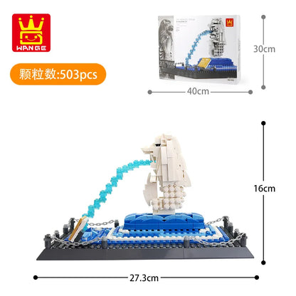 Wange Blocks World  Architecture Building Bricks Trevi Fountain Model Pyramid Educational Toys for Children Gifts 4210-4224