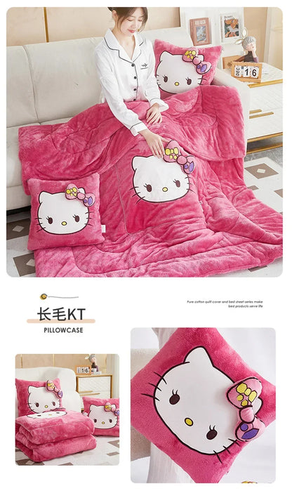 Stitch Disney Throw Pillow Blankets Two In One Kawaii Flannel Pillow Thickened Nap Blanket Living Room Cute Decoration Bedroom