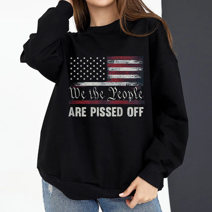 Vintage American Flag I Identify As A Pissed Off American Women Sweatshirt Fashion Long Sleeve O-neck Pullover Tops hoodies
