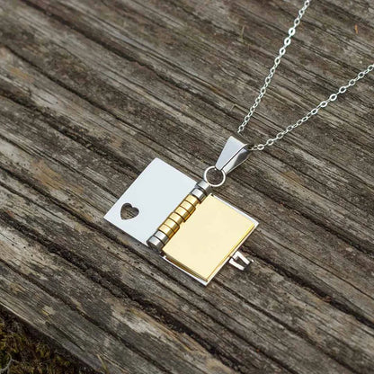3 Pages Book Custom Name Necklace Openable Love Letter Personalized Text Pendant Unisex Chain Girl Valentine Day Gift waterproof