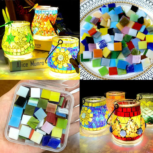 100g Clear Glass Mosaic Tiles Multi Color Mosaic Piece DIY Mosaic Making Stones for Craft Hobby Arts Home Wall Decoration arte
