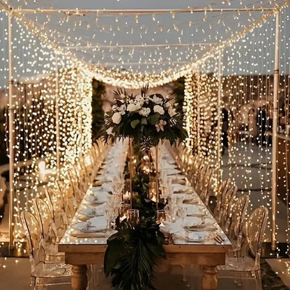 6X3M 3X3M Solar Curtain Light Outdoor Led Icicle Light 8 Modes Waterfall Christmas Fairy String Light for Garden Patio Decor