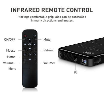 Portable mini projector android 9 1G 8G HD-MI input 3D 4K movie projector P09-II with mirroring DLP projector