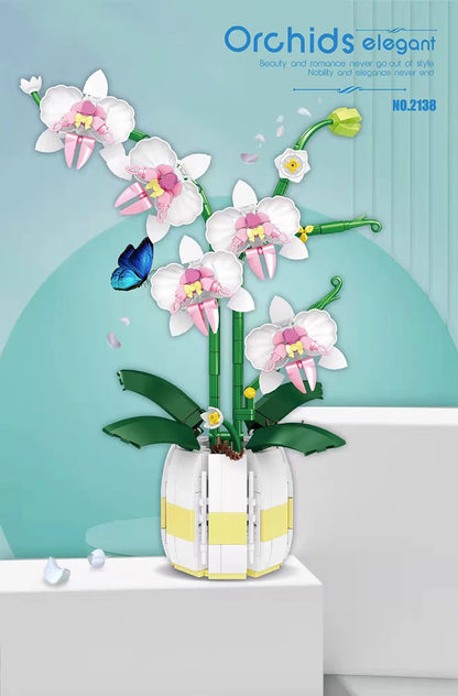 ToylinX 616PCS Orchid Flower Building Set, Building Plant Decor Flower Botanical Series for Home, Christmas Present Gift for Kid