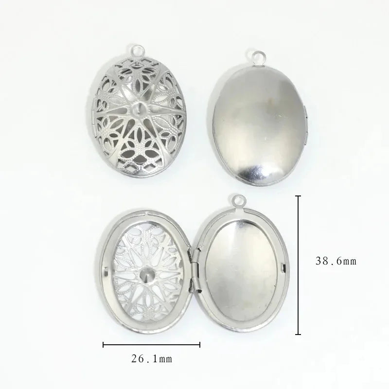 BoYuTe (20 Pieces/Lot) 316 Stainless Steel Oval Shaped Locket Pendant Can Open Photo Locket Diy Jewelry Materials