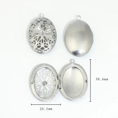BoYuTe (20 Pieces/Lot) 316 Stainless Steel Oval Shaped Locket Pendant Can Open Photo Locket Diy Jewelry Materials