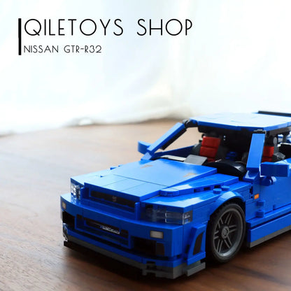 Technical building block bricks japan sport car nissans GTR R34 JDM retro model pull back vehicel toys collection for boys gifts