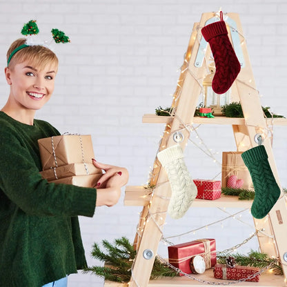 4/6PCS Christmas Stockings Knit Xmas Stockings 18 In Large Fireplace Hanging Stockings For Holiday Christmas Tree Party Decor