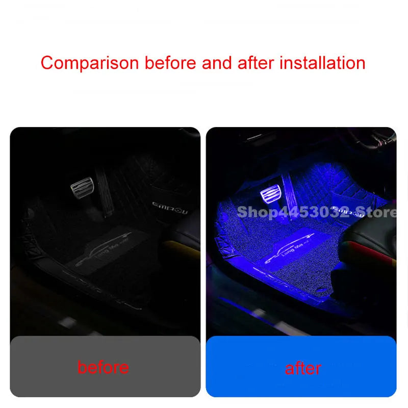Car Foot Ambient Light RGB Led Lamp Usb For Toyota Hilux Corolla chr 4runner Crown RAV4 Wireless Remote APP Control Accessories