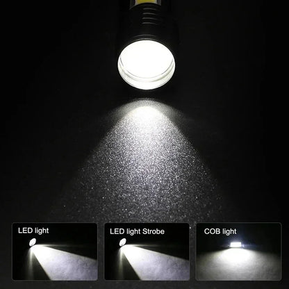 Powerful Mini LED Flashlight Pen Clip Zoom Torch Built in Battery USB Rechargeable Lantern with Side Light Outdoor Camping Lamp