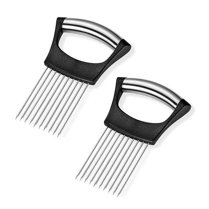 Stainless Steel Onion Slicers Holder Vegetable Tomato Shredders Kitchen Tools For Slicing Meat Cheese Blocks Pin Needle