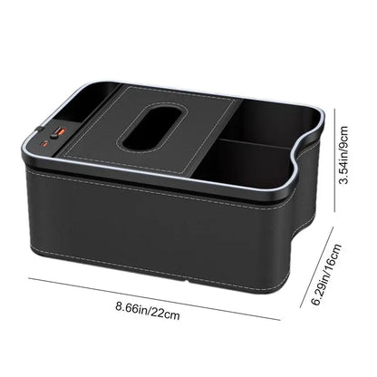 Auto Armrest Box Storage Box With Cup Holder Tissue Box USB Rechargeable Car Arm Rest Box Storage Organizer With Ambient Light