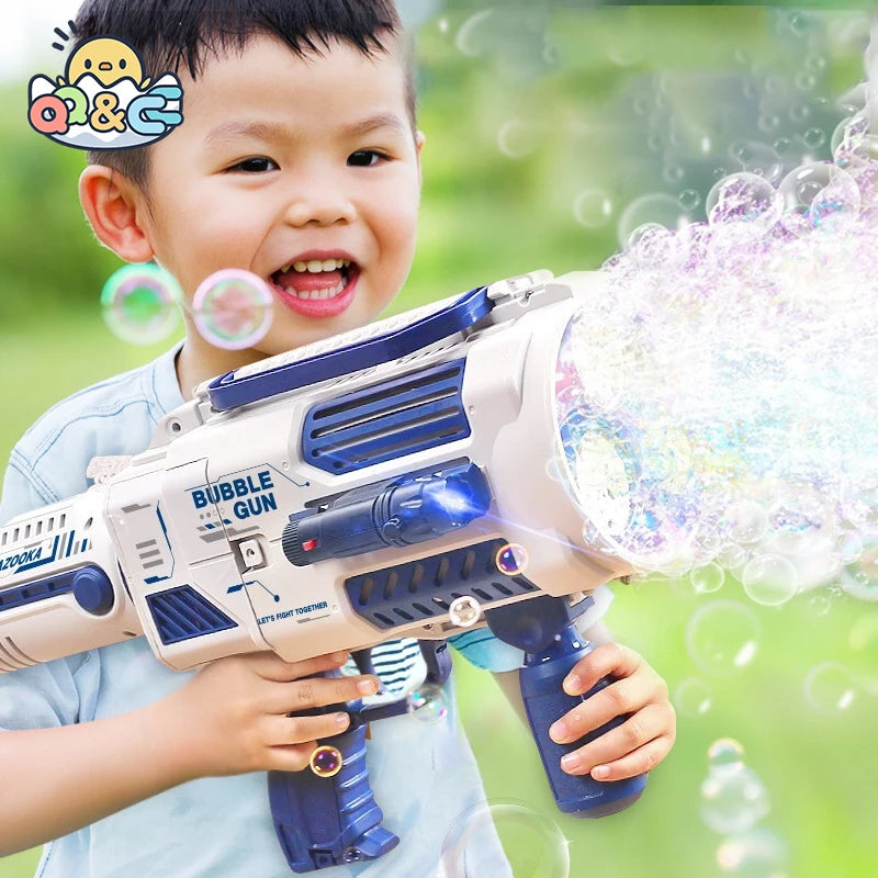 Máquina de burbujas de jabón con forma de cohete y pistola de burbujas N-Hole, lanzador espacial eléctrico, regalo para el Día del Niño que sigue produciendo burbujas con luz