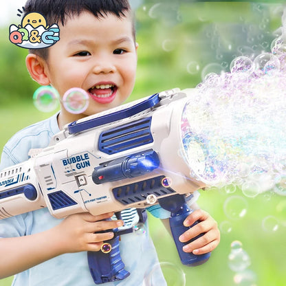Máquina de burbujas de jabón con forma de cohete y pistola de burbujas N-Hole, lanzador espacial eléctrico, regalo para el Día del Niño que sigue produciendo burbujas con luz