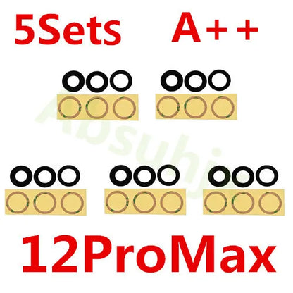 Absuhjx 5sets A++ Back Camera Glass Lens for iPhone 11 12 13 Pro Max 13Mini 14 14Plus X XS XR Rear Cam Holder