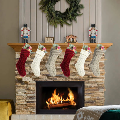 6-8PACK Christmas Stockings 18In Cable Knit Fireplace Stockings Rustic Hanging Xmas Stockings Farmhouse Boho Decorations Family