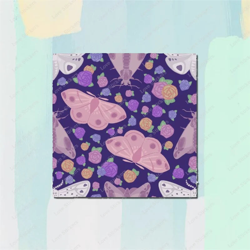 Pastel Moths 5PCS Stickers for Living Room Bumper Anime Cute Kid Car Art Print Window Home Decor