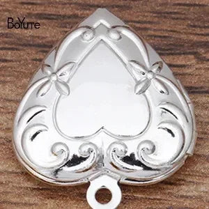 BoYuTe (20 Pieces/Lot) 20MM Metal Brass Floating Heart Memory Locket Pendant Charms for Jewelry Making