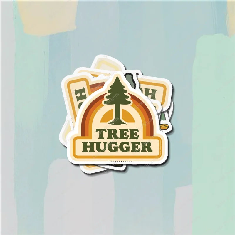 Retro Tree Hugger 5PCS Stickers for Living Room Bumper Anime Cute Kid Car Art Print Window Home Decor