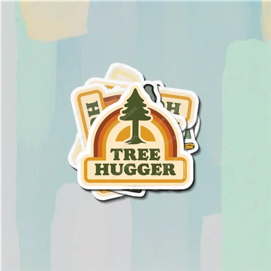 Retro Tree Hugger 5PCS Stickers for Living Room Bumper Anime Cute Kid Car Art Print Window Home Decor