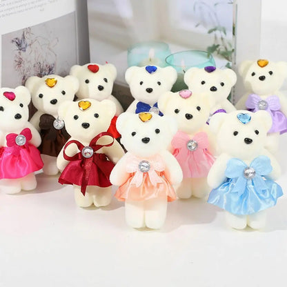 10 piezas de ramo de flores de oso de San Valentín, muñeco de peluche de dibujos animados, ramos de osito de peluche, regalos de graduación, cumpleaños, bodas, decoración de fiesta
