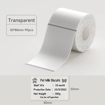 Thermal Transparent Label Sticker for NiiMbot B1/B21/B3S/B31 Printer Anti-Oil Waterproof Tear-Resistant Label Paper
