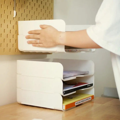 Organizador de escritorio apilable, bandeja para papel, archivador de escritorio para oficina, cartas, libros, documentos, estante para almacenamiento de cosméticos