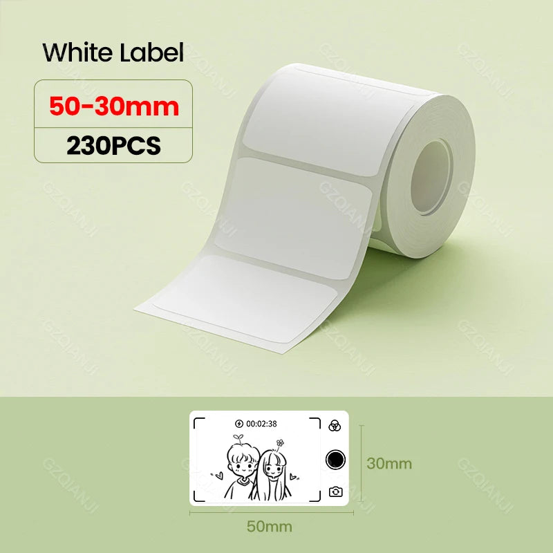 5 Rolls Niimbot Thermal Papel For B21 B1 Printer Home Office Labels Roll Colorful Adhesive Paper Square Printable Sticker Papers