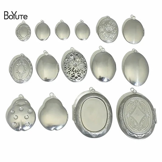 BoYuTe (20 Pieces/Lot) 316 Stainless Steel Oval Shaped Locket Pendant Can Open Photo Locket Diy Jewelry Materials