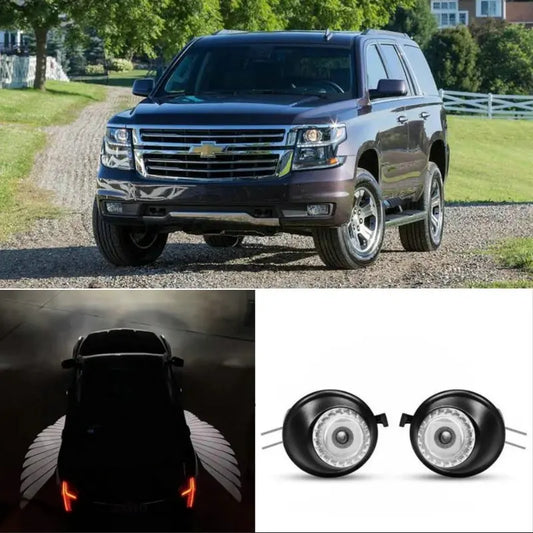 2pc Angel Wings Rearview Mirror Welcome Lamp for Chevrolet Silverado 1500 2014- 2500HD 3500HD 2015- Suburban 2015- Tahoe 15-22