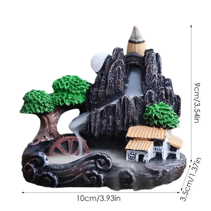 Resin Waterfall Incense Burner Handmade Fountain Smoke Landscape Backflow Incense Holder For Home Office Decor Gift