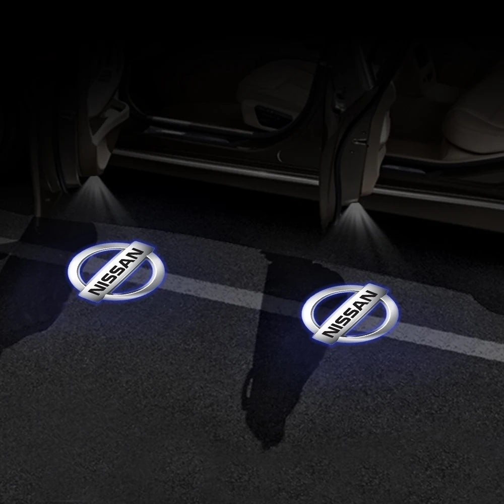 4PCS LED Car Door Welcome Lights 3D Laser Projector Lamps Auto Decoration Accessorie For Nissan Patrol 2012-2017 Teana 2008-2012