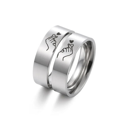 2-piece Fashion Stainless Steel Wedding Ring Silver Color Romatic Design Heart Wedding Couple Valentine's Day Anniversary Gift